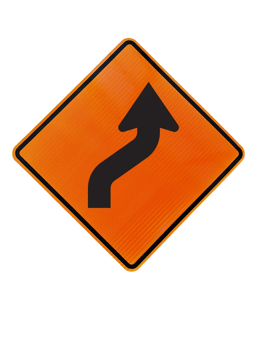 Rigid reverse curve right sign 36 inch x 36 inch acm high intensity