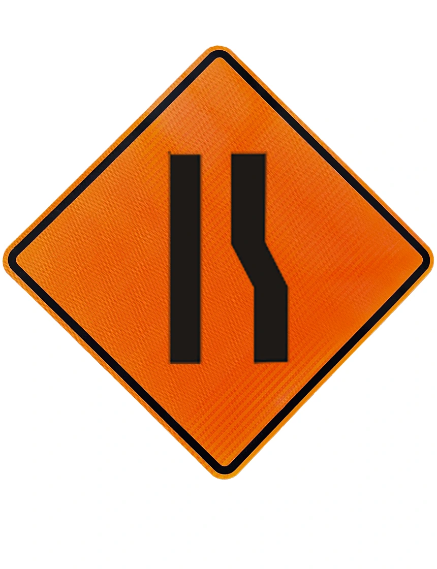 48\", Aluminum, High Intensity Reflective Sign, Right Lane Ending Symbol