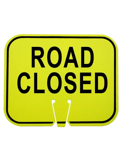 road closed clip on sign lime non reflective