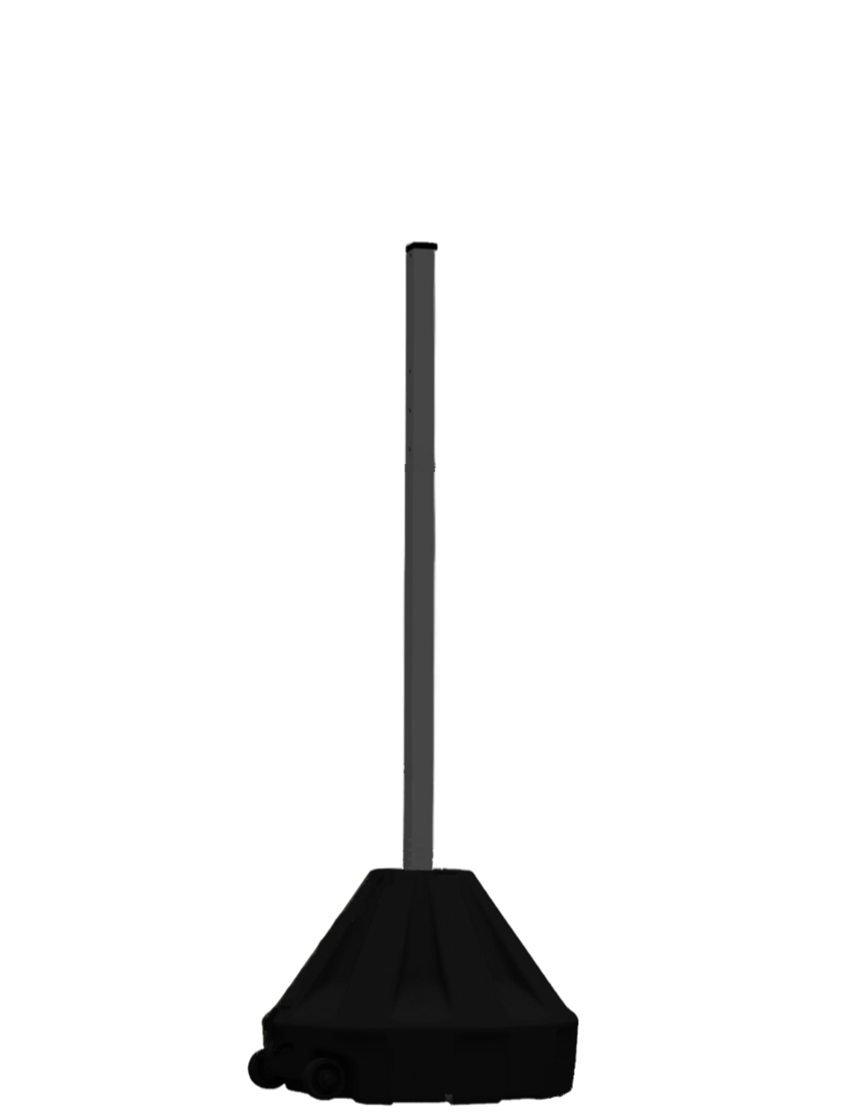 Roll-A-Post Portable Sign Post, 24\" Black Base w/ 60\" Tall Black Post