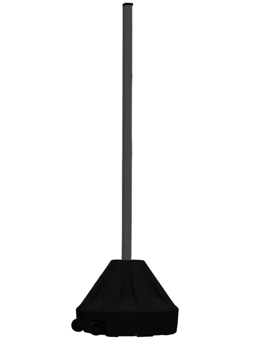 Roll-A-Post Portable Sign Post, 24\" Black Base w/ 72\" Tall Black Post