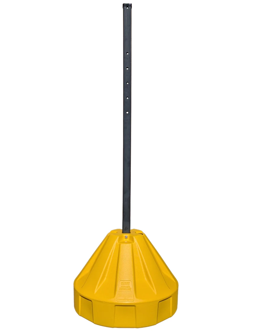 Roll-A-Post Portable Sign Post, 24\" Yellow Base w/ 60\" Tall Black Post