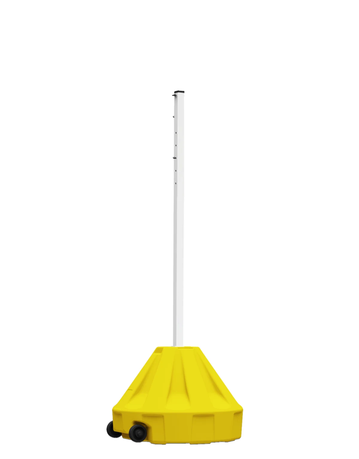 Roll-A-Post™ Portable Sign Post, 24\" Yellow Base with 60\" Tall White Post