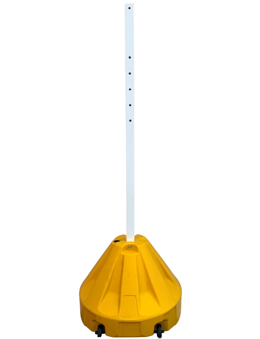 Roll-A-Post Portable Sign Post, 24\" Yellow Base w/ 60\" Tall White Post