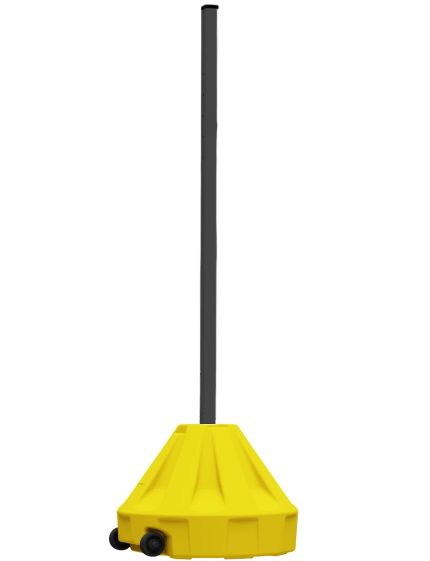 Roll-A-Post Portable Sign Post, 24\" Yellow Base w/ 72\" Tall Black Post