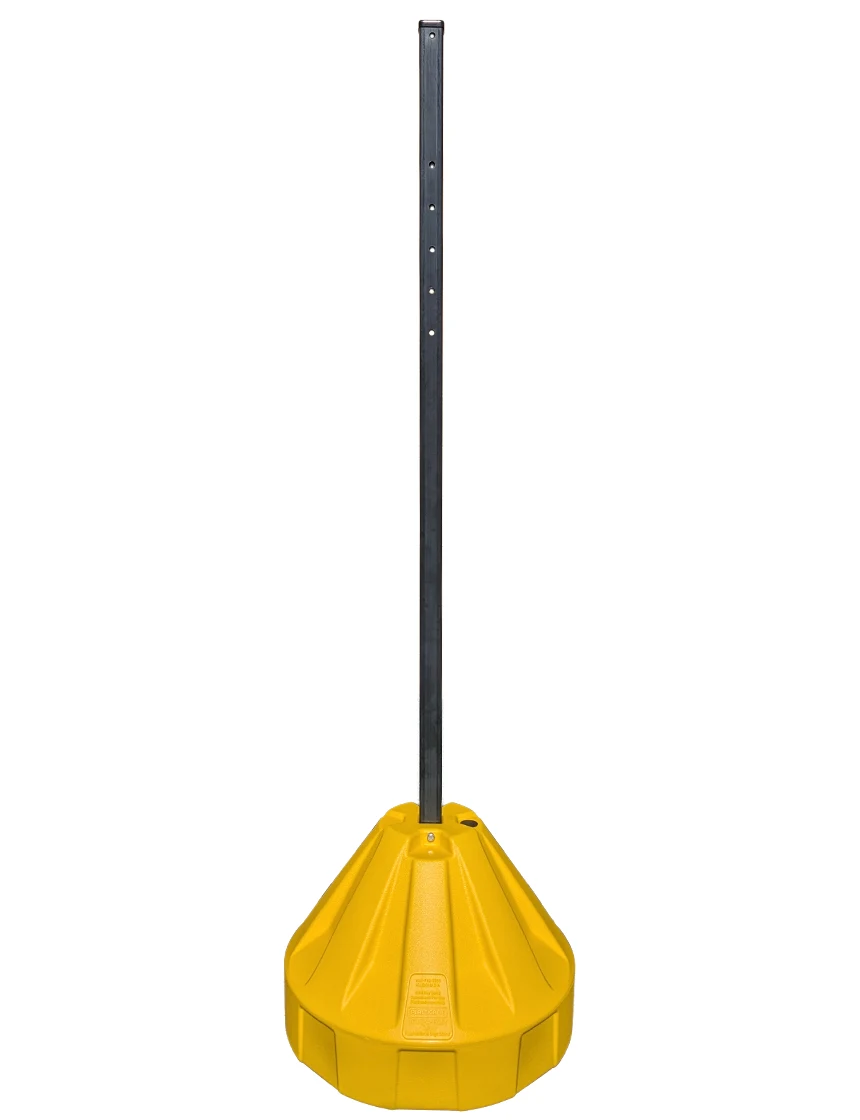 Roll-A-Post Portable Sign Post, 24\" Yellow Base w/ 72\" Tall Black Post