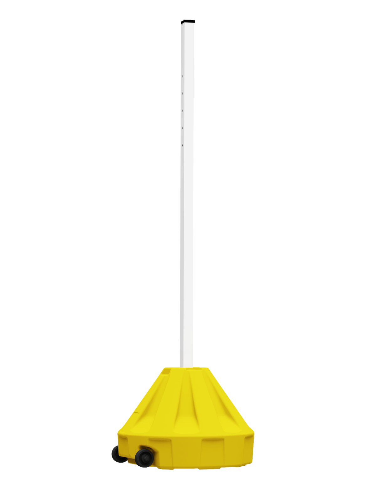 Roll-A-Post™ Portable Sign Post, 24\" Yellow Base with 72\" Tall White Post
