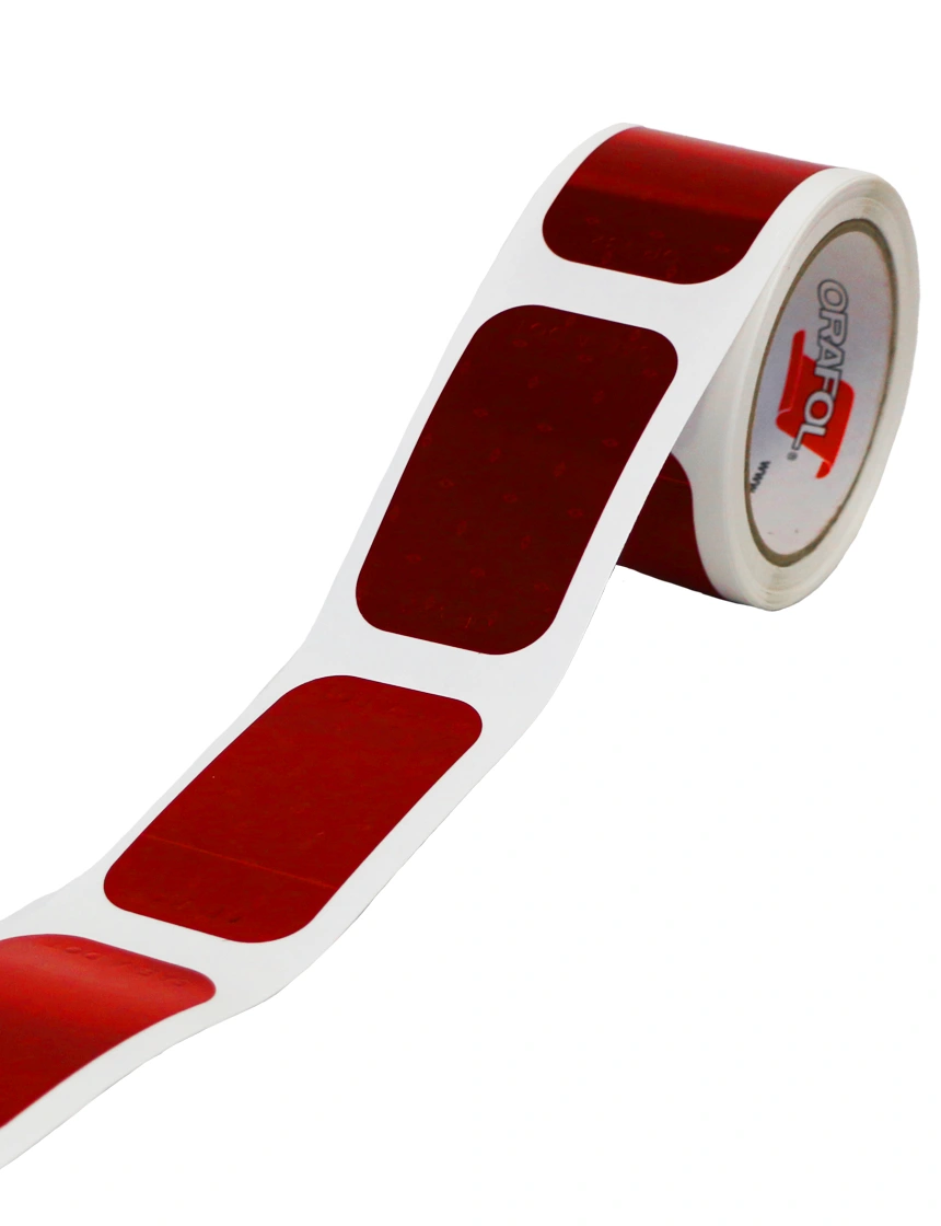 Red Dot-Sae Reflective Stickers, 2\" Tall X 3.5\" Wide, Rectangular