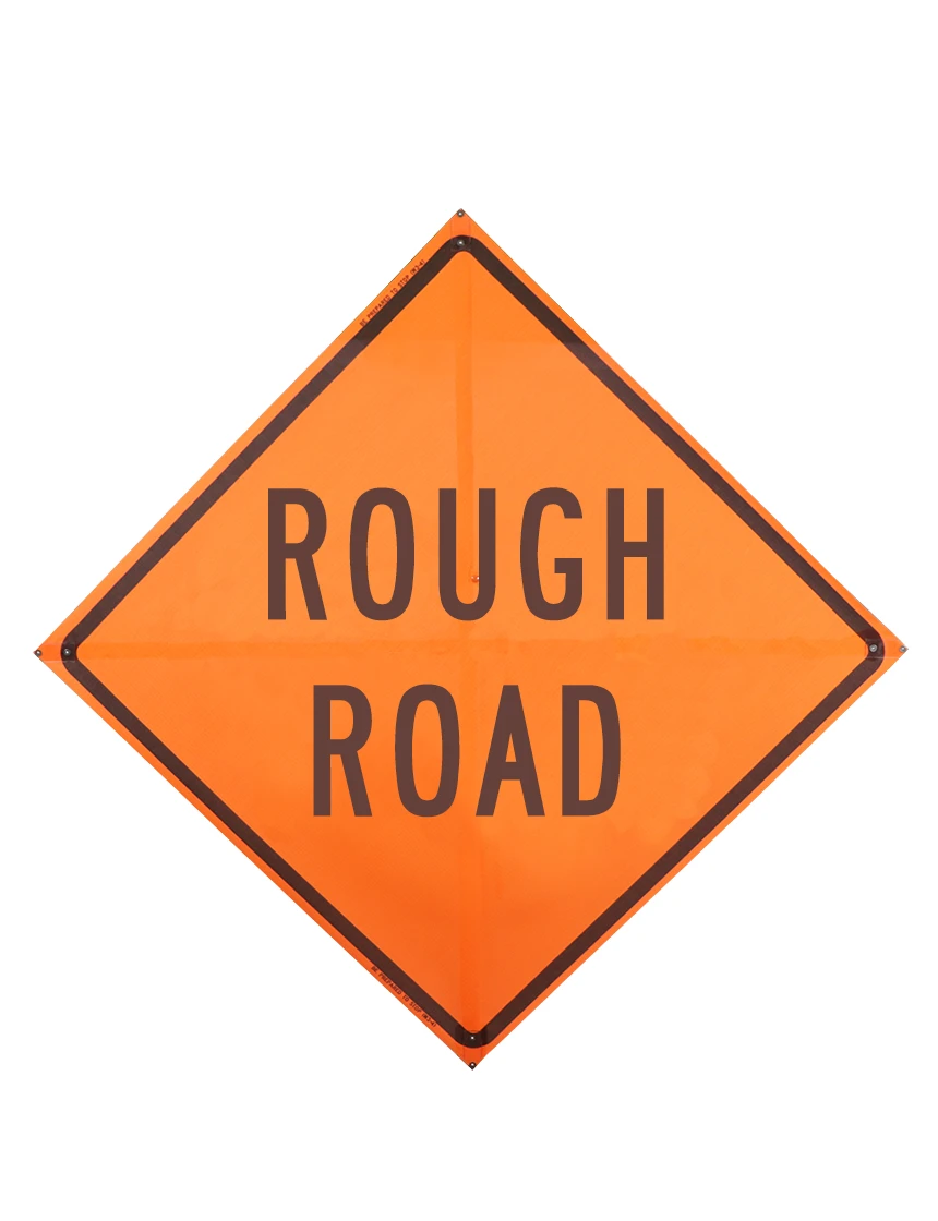 Rough Road Sign Sewn Pockets Mesh 48\" X 48\"