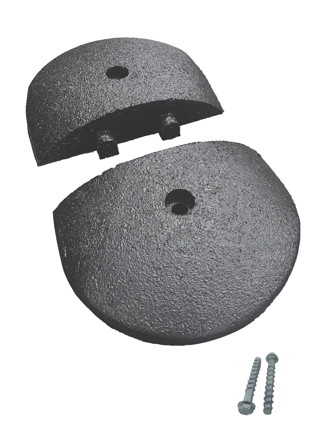 Pair Of 9\" Rounded End Caps For Guma Rubber Speed Bumps w/3\" Concrete Bolts