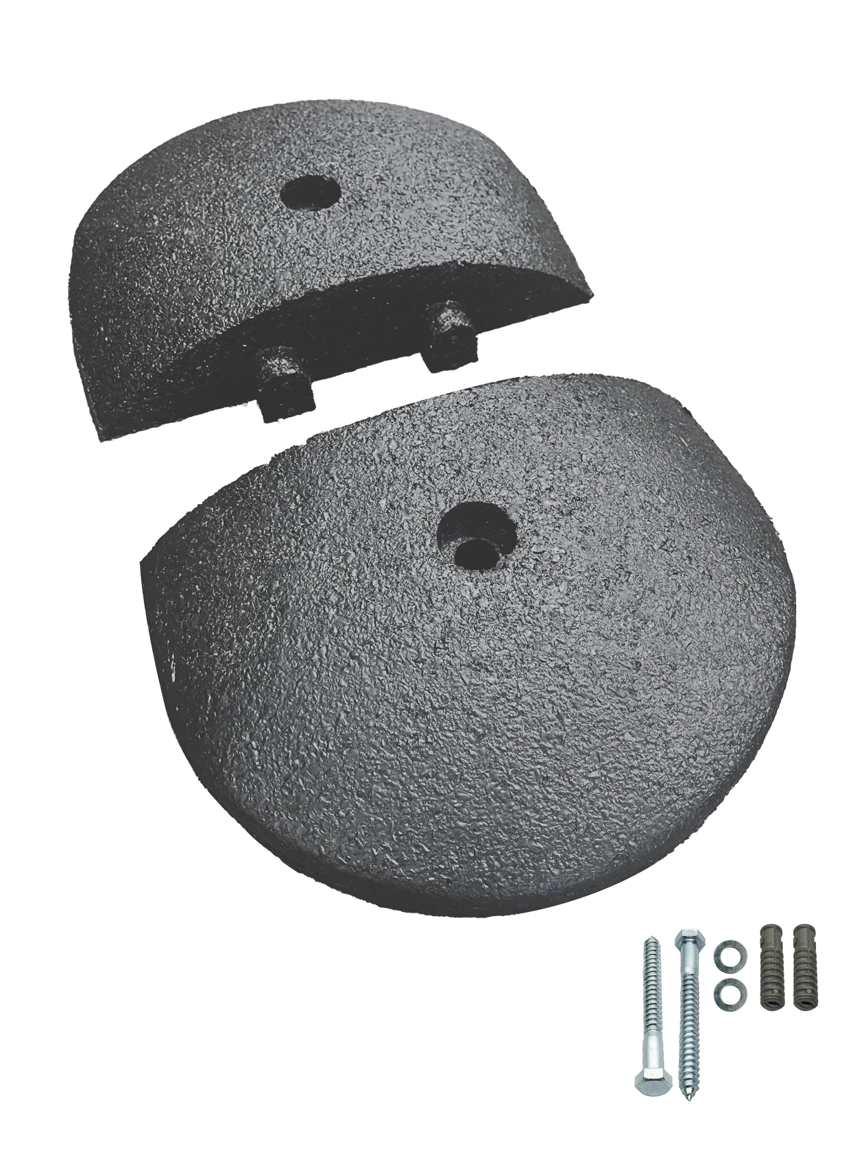 Pair Of 9\" Rounded End Caps For Guma Rubber Speed Bumps w/5\" Lag Bolts \u0026 Anchors
