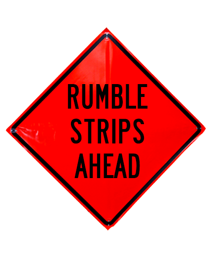 Rumble strips ahead sign sewn pockets 48 inch x 48 inch