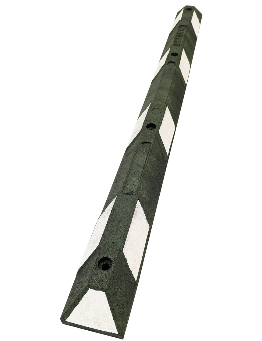 6 Ft Rubber Parking Blocks 13 In Galvanized Rebar Steel Spikes Asphalt Or Gravel Green White Reflective