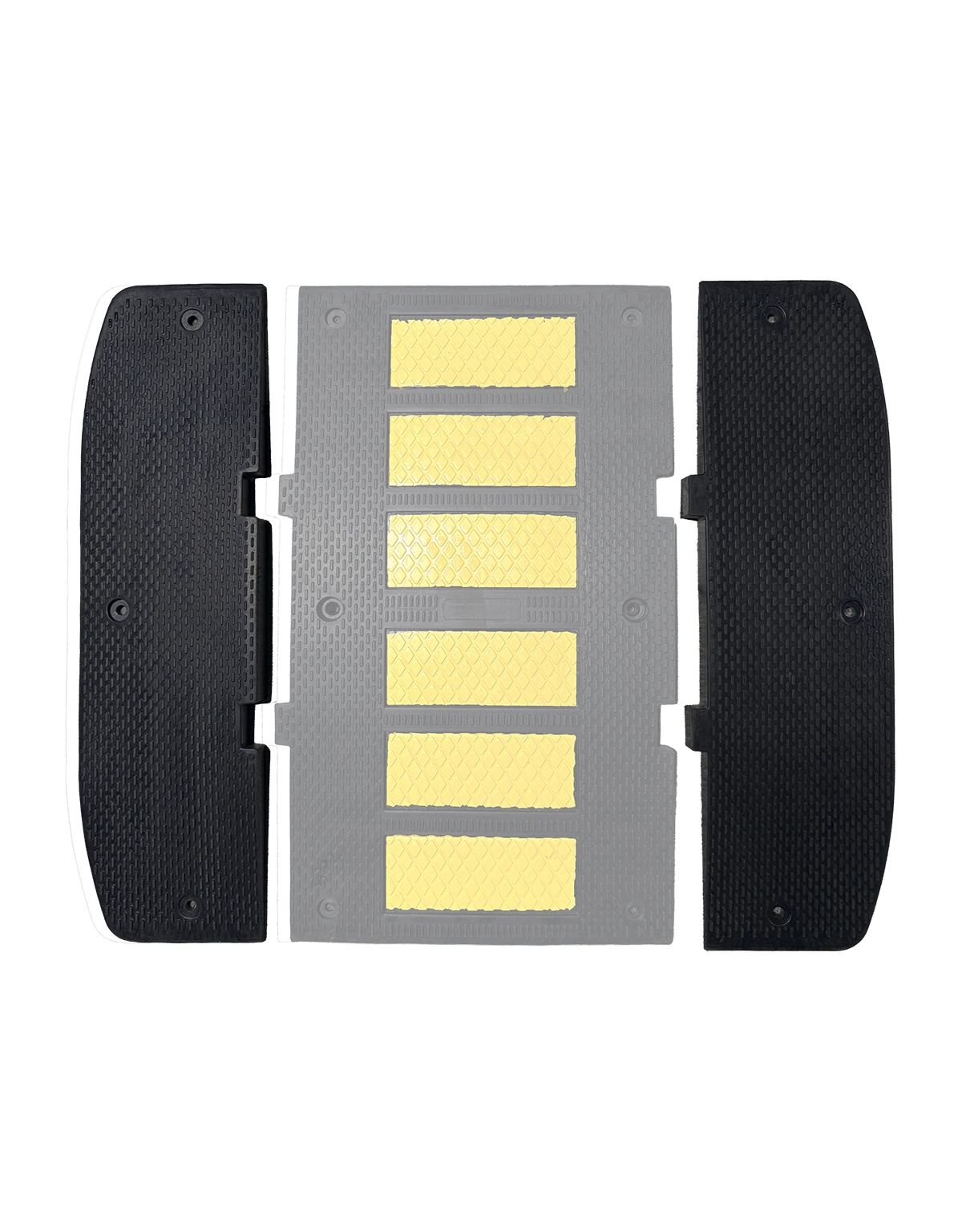 Economy Recycled Rubber Speed Hump End Cap Kit w/12\" Galvanized Spikes (1 Male \u0026 1 Female)
