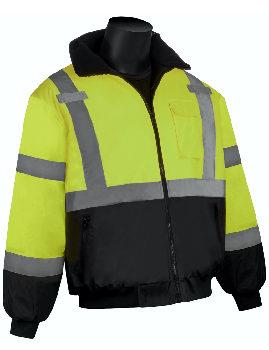 Liberty Safety, Hivizgard, Lime, Class 3 Waterproof Insulated Bomber Jacket, Size: 4Xl
