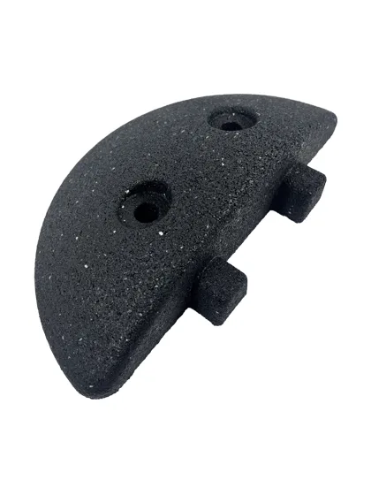 6\" Rounded End Cap for Plasticade Standard Duty Rubber Speed Bump with Two (2) 18\" Heavy Duty Galvanized Steel Spikes