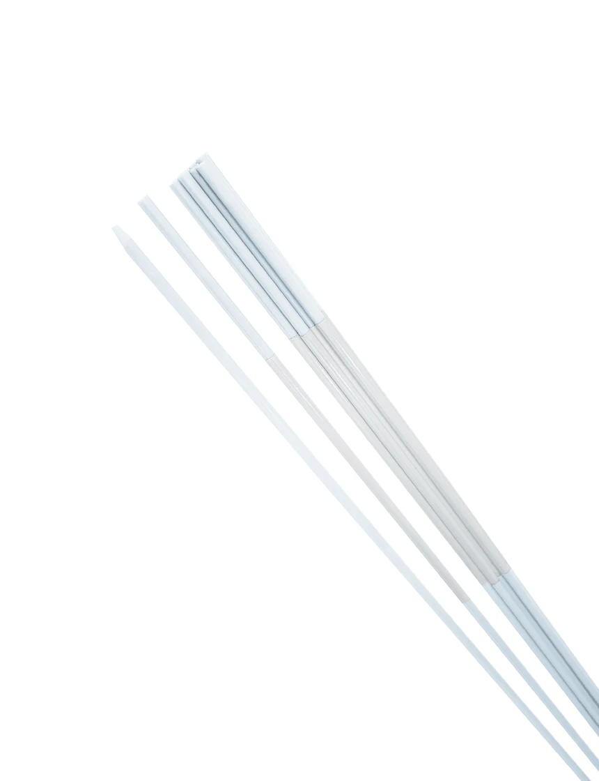 Set of Ten (10) 48\" Tall, 1/4\" Diameter, White with White Reflective, Fiberglass Driveway Marker