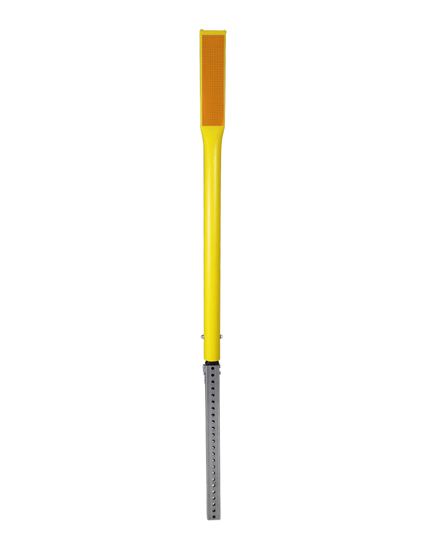 48\" Yellow Driveable delineator with 12\" X 3\" Yellow Reflective Sheeting