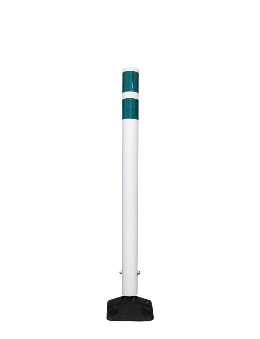 shur flex premium round delineators white concrete four 2 5 inch x 3 8 inch fasteners 36 inch tall post black green