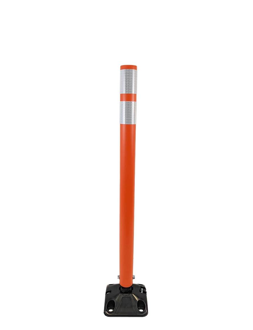 Shur-Tite \u0027Re-Flex\u0027 Orange standard duty round delineators orange asphalt four 2.5 inch x 3/8 inch fasteners 36 inch tall post