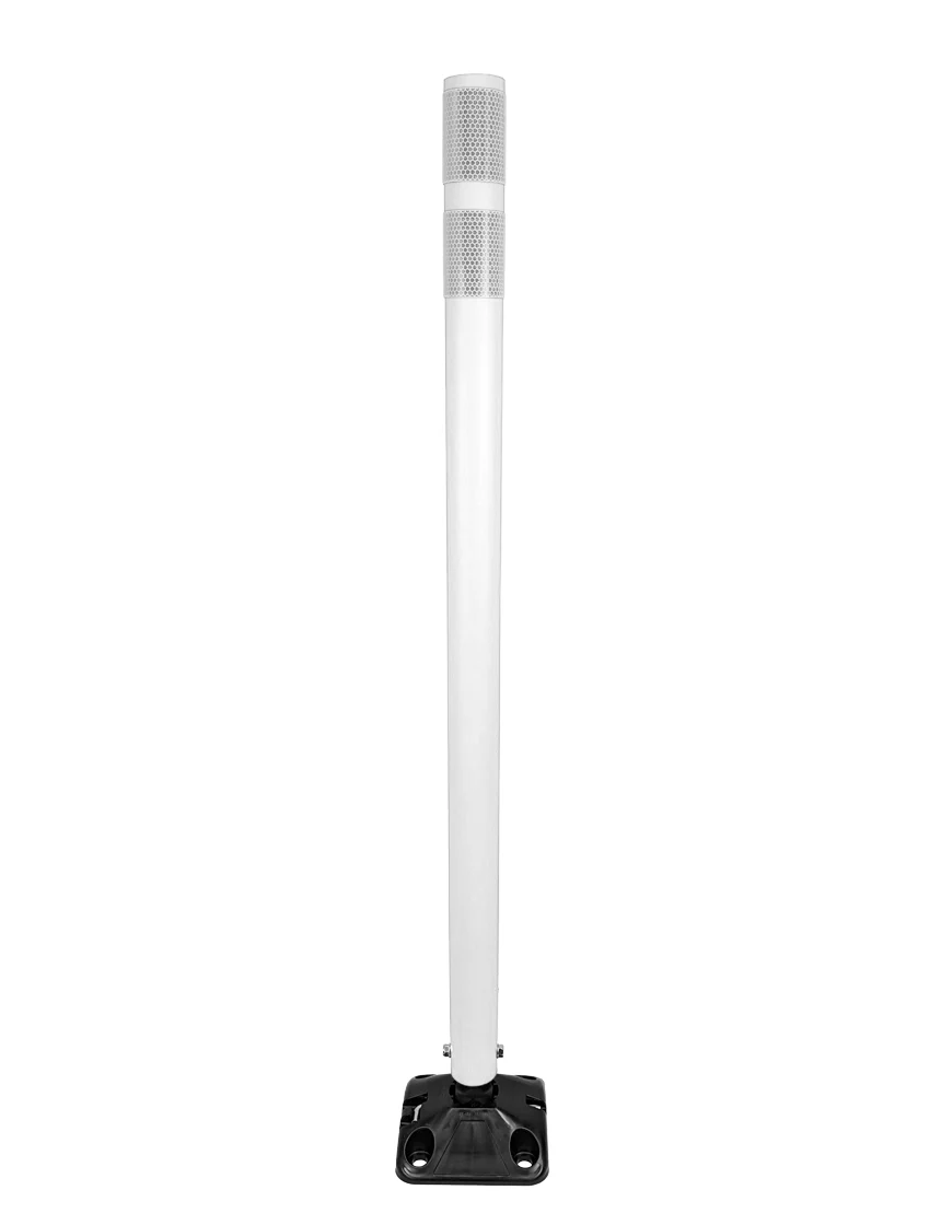 shur reflex standard duty round delineators white adhesive two bundy pads 42 inch tall post black white