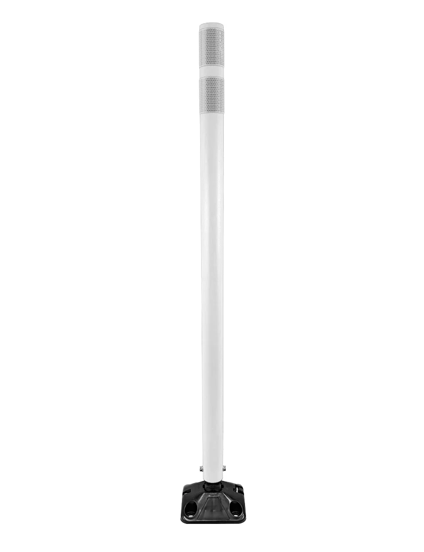 shur reflex standard duty round delineators white adhesive two bundy pads 48 inch tall post black white