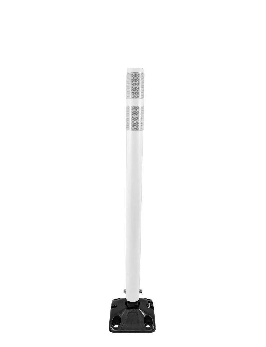 shur reflex standard duty round delineators white adhesive two bundy pads 36 inch tall post black white