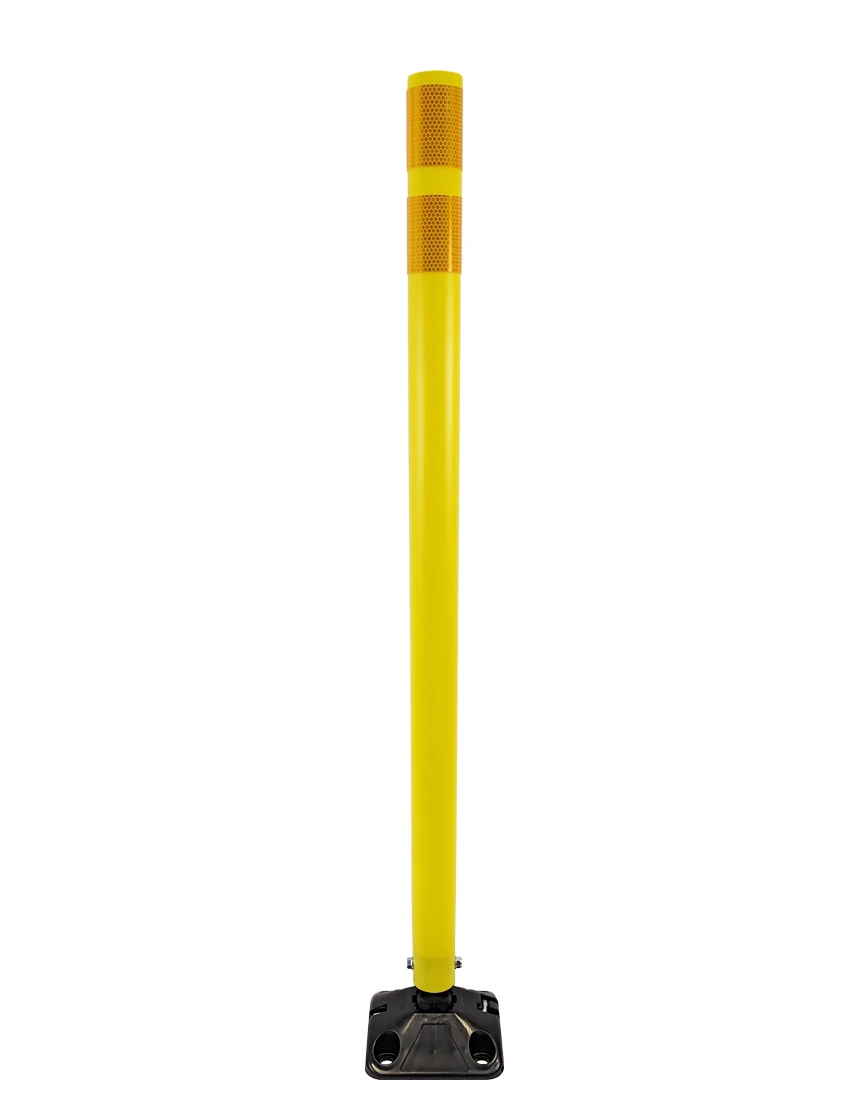 shur reflex standard duty round delineators yellow adhesive two bundy pads 42 inch tall post black yellow