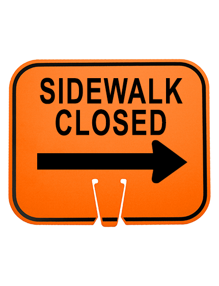 12 3/4\" x 10 1/2\", Non-Reflective Clip On Sign, SIDEWALK CLOSED