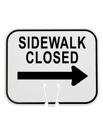 sidewalk closed right arrow white