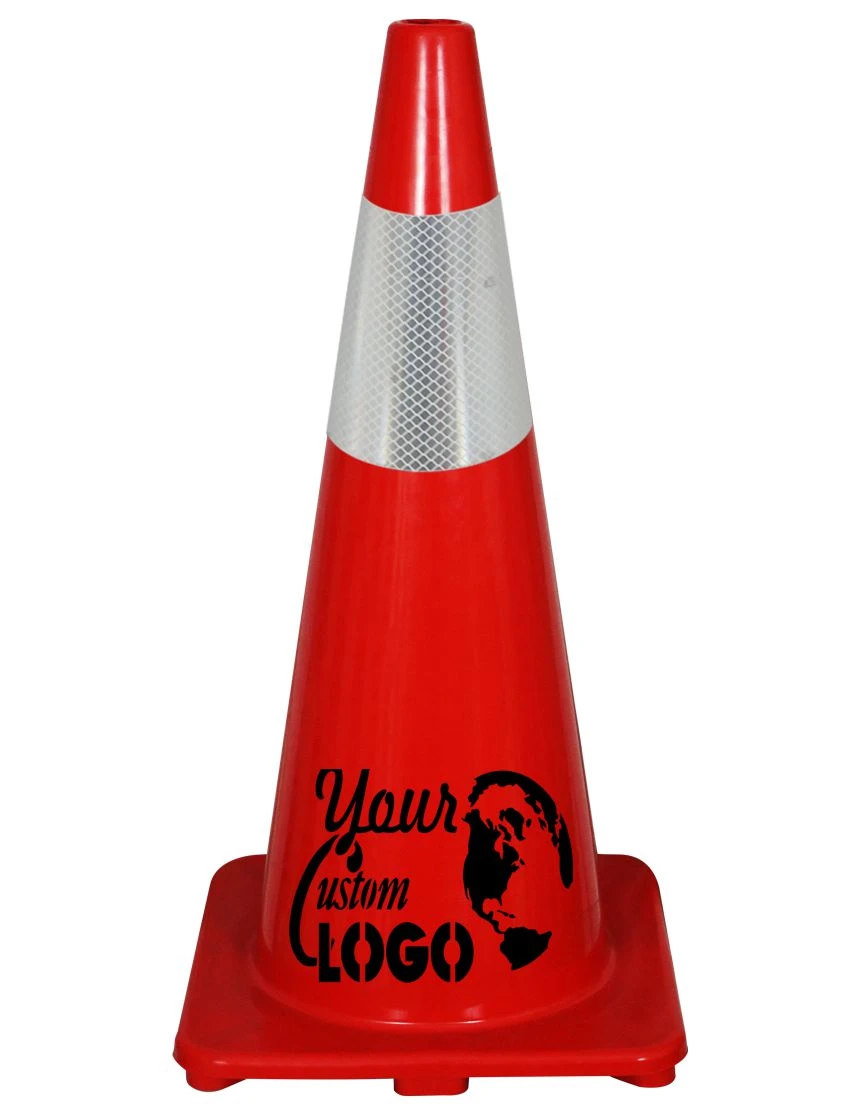 Solid Red 28\", 5 lbs, Economy Cone w/ 6\" Reflective Collar w/ Full Color Graphic