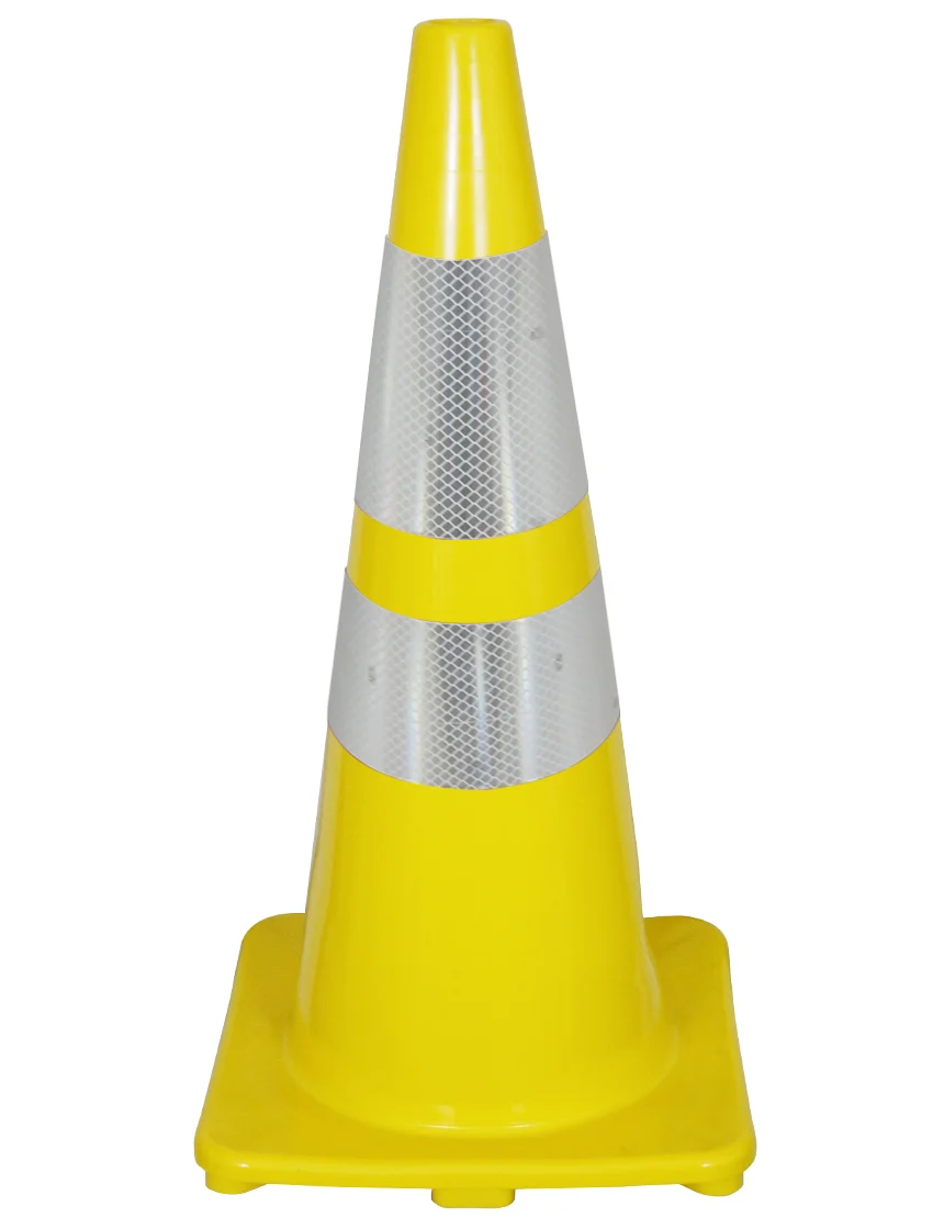 Solid Yellow 28\", 5 lbs, Economy Cone w/6\" \u0026 4\" Reflective Collars