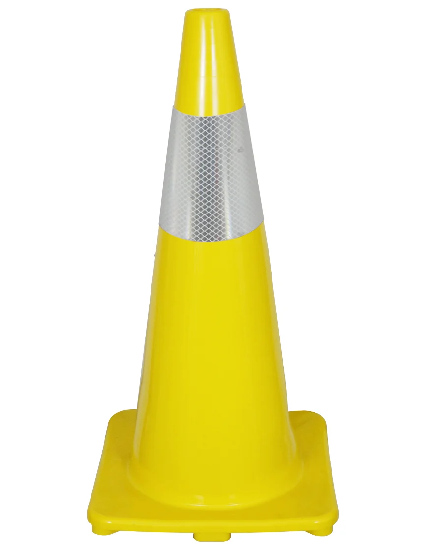 Solid Yellow 28\", 5 lbs, Economy Cone with 6\" Reflective Collar