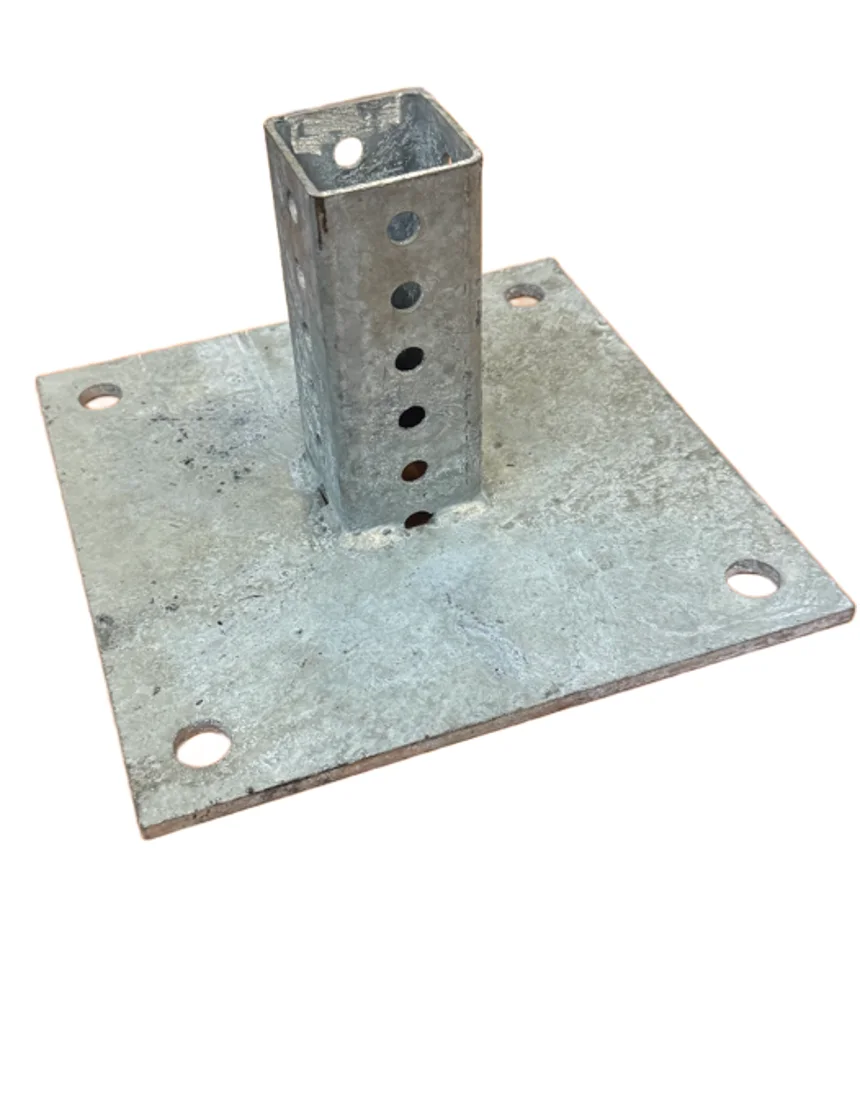 10\" x 10\" Galvanized Steel Sign Mounting Base for 2\" Square Sign Posts (No Hardware)