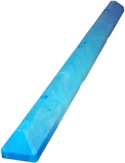 6 foot Blue Recycled Plastic Commercial Parking Block with 12\" Steel Mounting Spikes