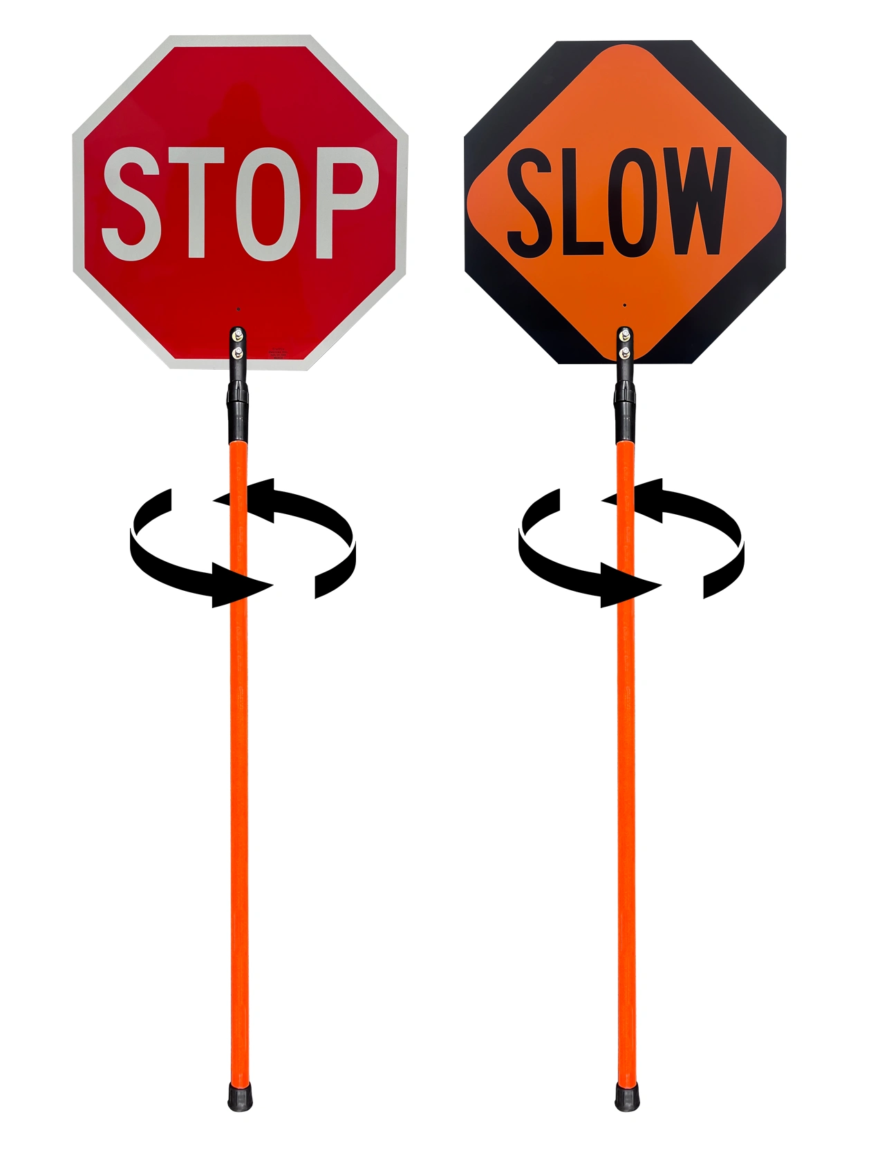 24\" High Intensity (HI) Reflective STOP/SLOW Sign with 72\" Telescoping Fiberglass Handle