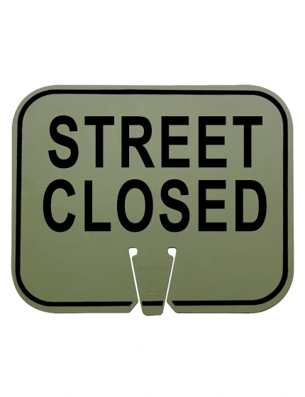 street closed clip on sign non reflective horizontal olive drab