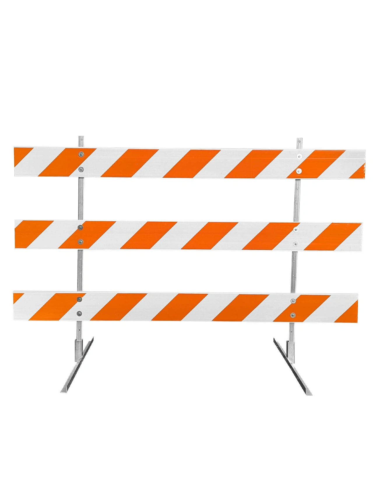 Angle Iron MUTCD Type III Barricade -63\" Tall Galvanized Steel Frame \u0026 Three 8\u0027 Plastic Boards w/EG Sheeting