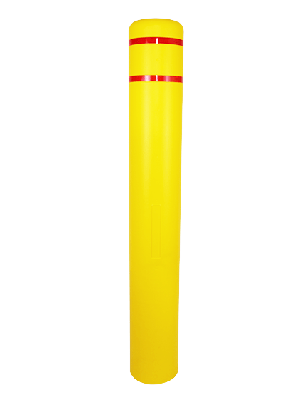 7\" X 52\" Yellow Bollard Cover w/ Two Red Reflective Stripes