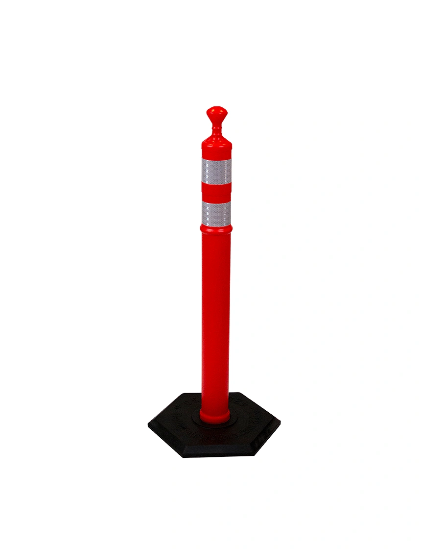 42\" ORANGE Grabber Tube with two (2) 3\" Reflective Collars and 12 Lb. Rubber Base