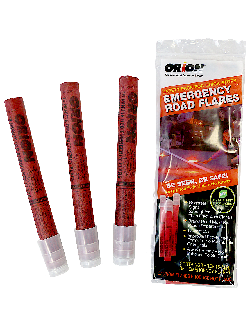 Three pack of 15 minute Orion road flares