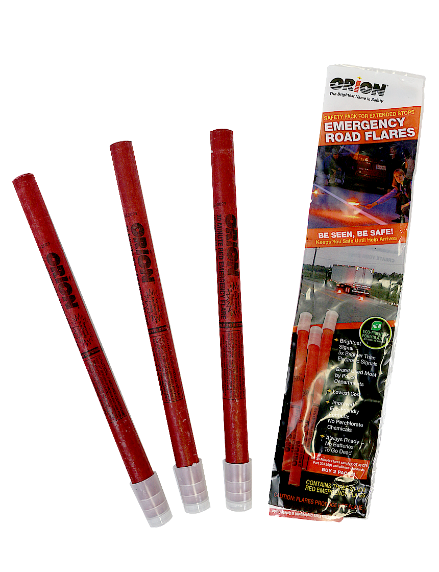 Three pack of 30 minute ORION road flares