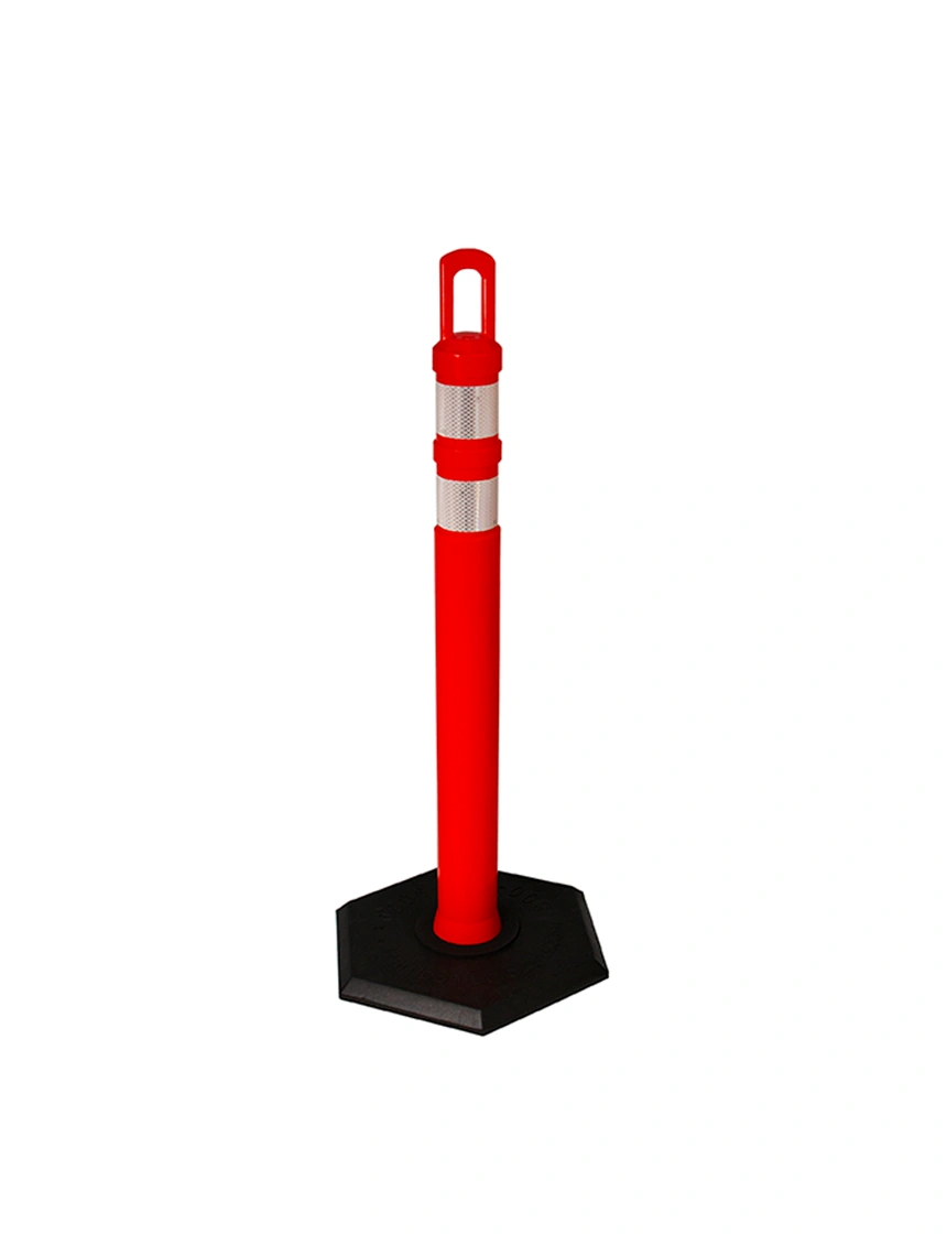 42\" ORANGE \u0027JBC Arch-Top\u0027 Tube with Two 3\" Reflective Collars and 18lb Base
