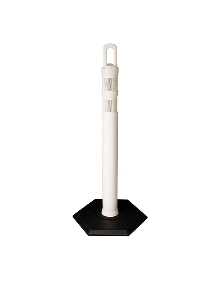 42\" WHITE \u0027JBC Arch-Top\u0027 Tube with Two 3\" Reflective Collars and 8lb Base