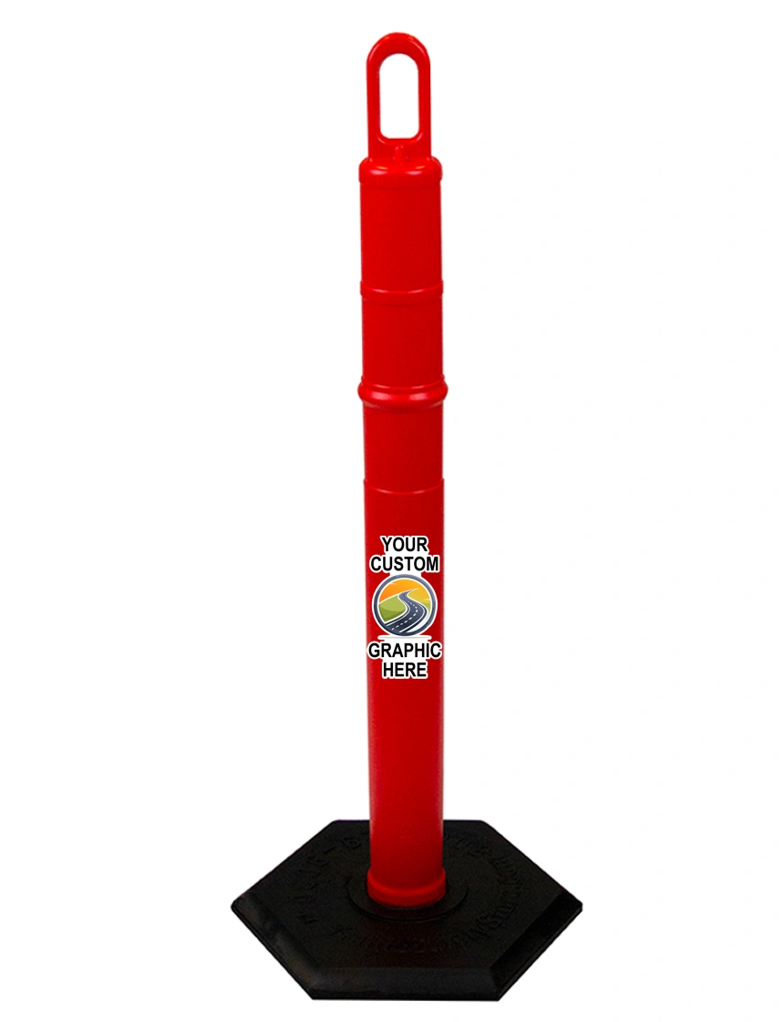 42\" Orange TrafFix Looper Tube w/ 12 lbs Base w/ Full Color Graphic on Both Sides