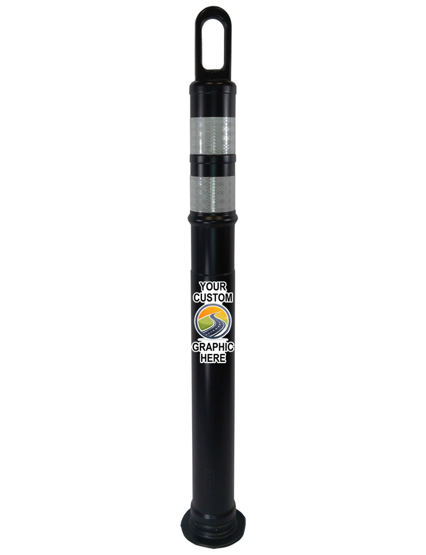 42\" Black TrafFix Looper Tube, Two (2) 3\" HI White Reflective Collars, No Base \u0026 Full Color Graphic on Two (2) Sides