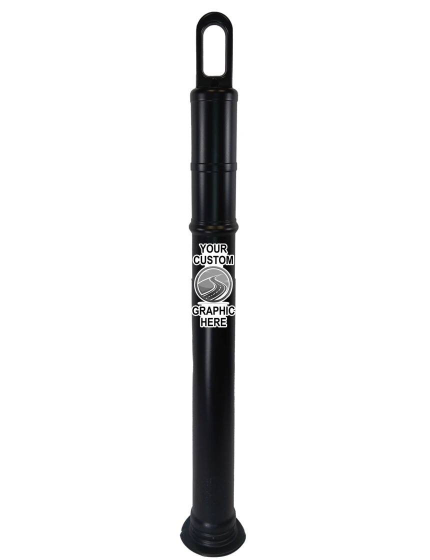 42\" Black TrafFix Looper Tube, Plain (No Collars), No Base \u0026 Single Color Graphic on Two (2) Sides