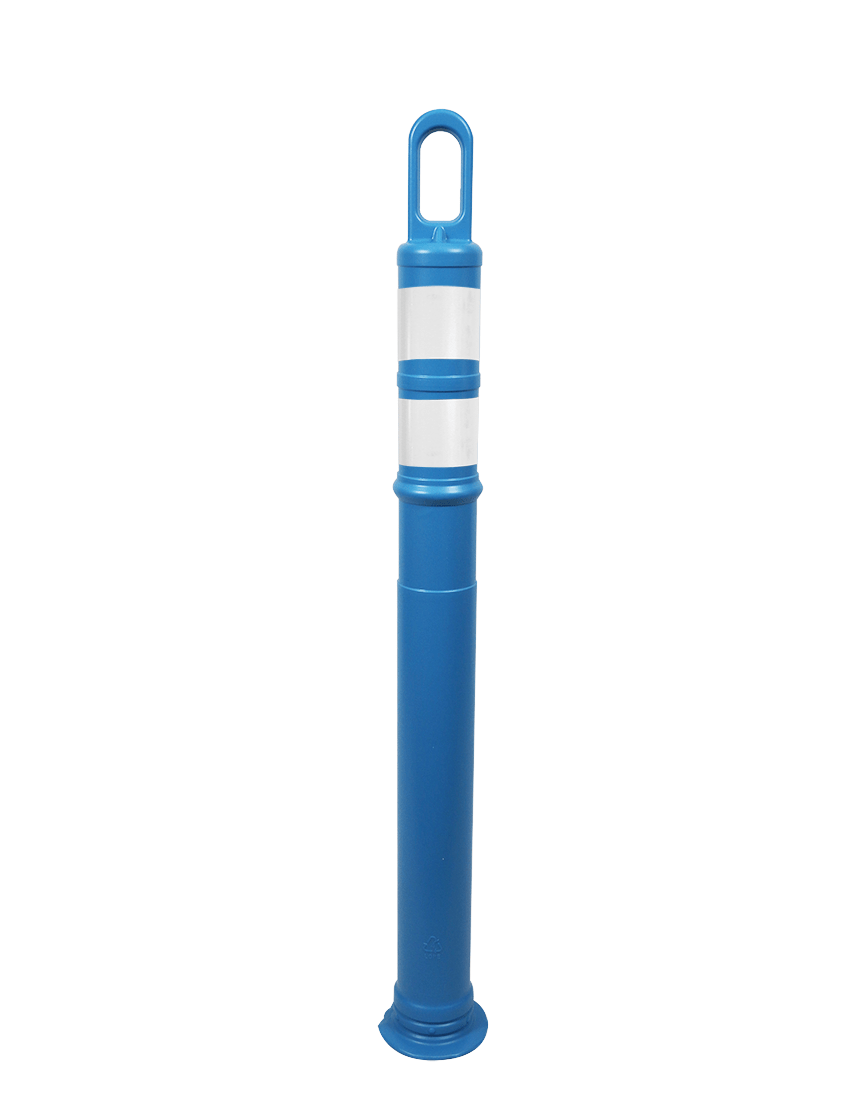 42\" BLUE Looper Tube with two (2) 3\" Reflective Collars and 18 Lb. Base