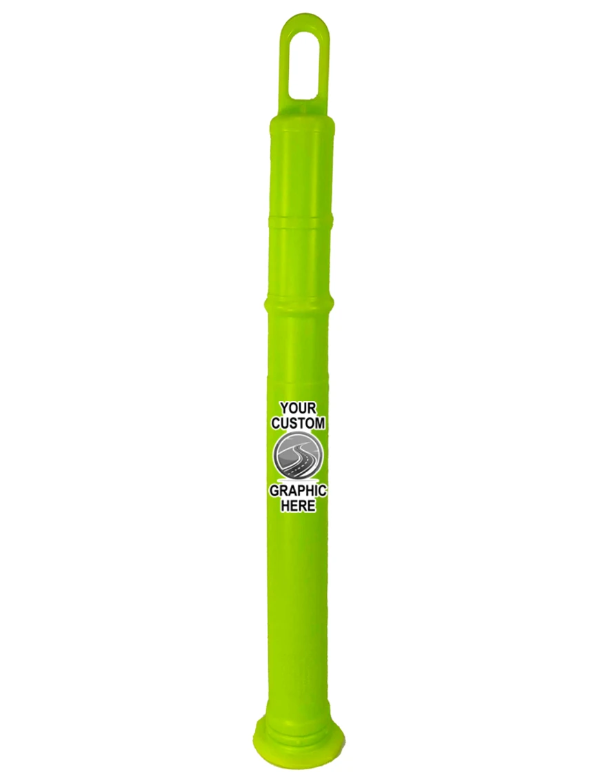 42\" Lime TrafFix Looper Tube, Plain (No Collars), No Base \u0026 Single Color Graphic on One (1) Side