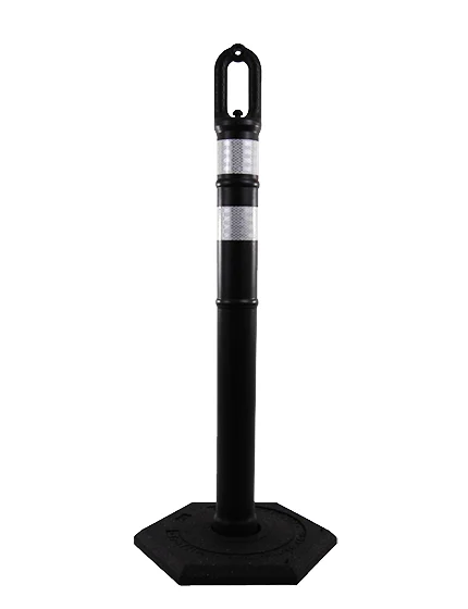 42\" BLACK Ringtop Tube with two 3\" Reflective Collars and 12 Lb. Base